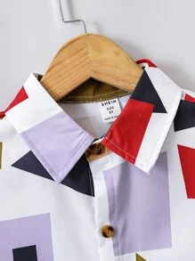 Boys Allover Geo Graphic Shirt - Multicolor - View 3