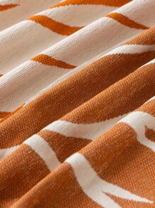 1入組葉子圖案流蘇裝飾沙發巾現代流蘇裝飾設計家用毛巾套 - 橘色 - 查看 4