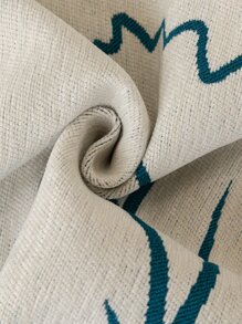 1pc Leaf Pattern Sofa Towel, Modern Polyester Fringe Trim Sofa Cover Blanket For Home - Blue - View 2