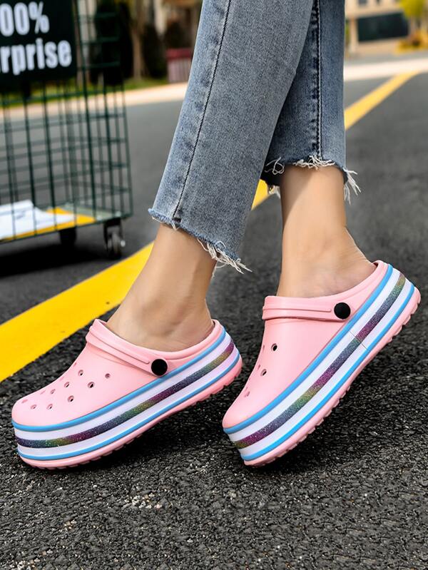 Women Hollow Out Vented Clogs, Preppy Outdoor Pink EVA Clogs SHEIN USA