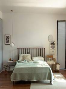 1pc Solid Color Quilt, Modern Fabric Quilt For Home - Multicolor - View 1