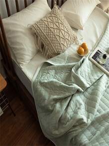 1pc Solid Color Quilt, Modern Fabric Quilt For Home - Multicolor - View 5