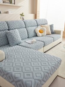 1入組幾何提花沙發座墊套現代滌綸彈力沙發靠墊套適合家用 - 淺灰色 - 查看 1