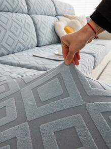 1入組幾何提花沙發座墊套現代滌綸彈力沙發靠墊套適合家用 - 淺灰色 - 查看 3