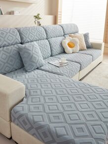 1入組幾何提花沙發座墊套現代滌綸彈力沙發靠墊套適合家用 - 淺灰色 - 查看 4