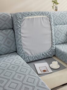 1入組幾何提花沙發座墊套現代滌綸彈力沙發靠墊套適合家用 - 淺灰色 - 查看 5