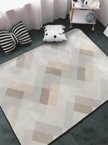 1pc Polyester Rug, Modern Geometric Pattern Anti-slip Bedroom Rug For Living Room