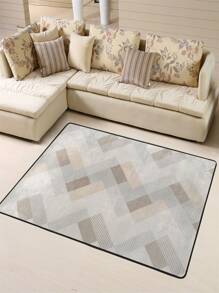 1pc Polyester Rug, Modern Geometric Pattern Anti-slip Bedroom Rug For Living Room