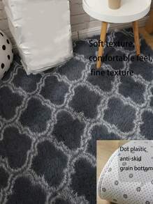 1 pieza Alfombra de piso con patrón geométrico moderno de tela con diseño de fleco para - Gris Oscuro - Ver 7