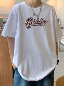 Aesthetic Post--Loose Fit Men's Slogan Printed Drop Shoulder T-Shirt - White - View 2