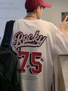 Aesthetic Post--Loose Fit Men's Slogan Printed Drop Shoulder T-Shirt - White - View 3