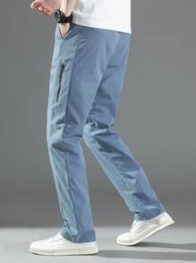 Manfinity Homme Men Drawstring Waist Slant Pocket Pants - Dusty Blue - View 5