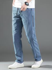 Manfinity Homme Men Drawstring Waist Slant Pocket Pants - Dusty Blue - View 6