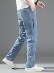 Manfinity Homme Men Drawstring Waist Slant Pocket Pants - Dusty Blue - View 7