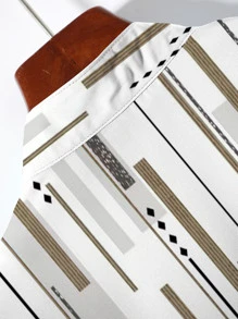 Manfinity RSRT 男士幾何印花襯衫和腰部抽繩短褲不帶T恤 - 彩色 - 查看 4