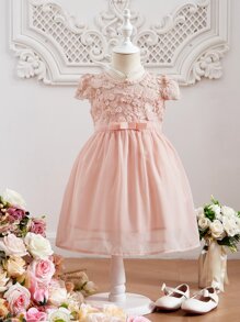 SHEIN 小女童花卉刺繡洋裝