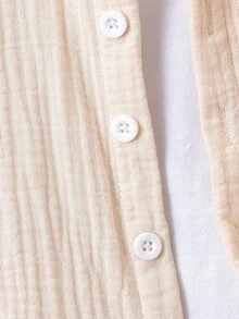 SHEIN Baby Boy Letter Patched Detail Pocket Front Shirt & Shorts Without Tee - Apricot - View 5