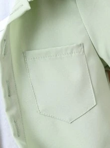SHEIN Baby Boy Patched Pocket Shirt & Shorts Without Tee - Green - View 3
