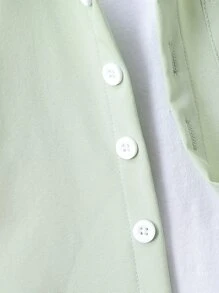 SHEIN Baby Boy Patched Pocket Shirt & Shorts Without Tee - Green - View 4