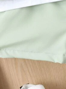 SHEIN Baby Boy Patched Pocket Shirt & Shorts Without Tee - Green - View 6