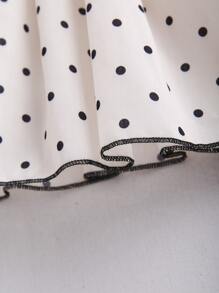 Baby Polka Dot Print Ruffle Trim Contrast Binding Dress - Apricot - View 3