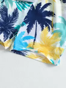 SHEIN Young Boy Tropical Print Vacation Style Simple Street Style Round Neck 2pcs/Set For Summer,Holiday,Summer,Travel - Multicolor - View 8