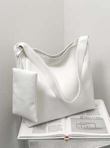 White Hobo Bag With Purse PU Elegant For Daily Life - Beige - View 1