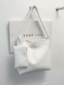 White Hobo Bag With Purse PU Elegant For Daily Life - Beige - View 3