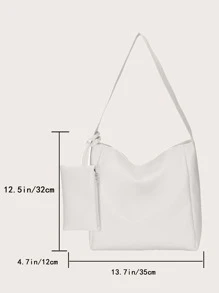 White Hobo Bag With Purse PU Elegant For Daily Life - Beige - View 7