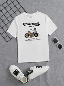 Festustata Manfinity Hypemode 男士棉摩托車和標語圖案T恤 - 白色 - 查看 1