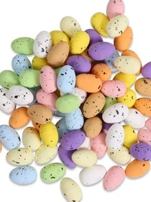 50pcs Easter Foam Color Eggs Party Decoration(random Color) - Multicolor - View 1