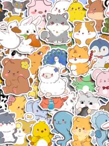 50入組卡通圖案貼紙 - 彩色 - 查看 1