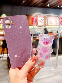 Ốp điện thoại trong suốt với thiết kế cầm nắm chắc chắn và giấy kim tuyến, phiên bản quốc tế, không phải phiên bản nội địa. - Màu tím - Xem 2