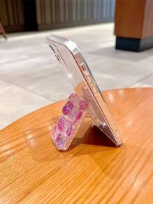 Ốp điện thoại trong suốt với thiết kế cầm nắm chắc chắn và giấy kim tuyến, phiên bản quốc tế, không phải phiên bản nội địa. - Màu tím - Xem 5