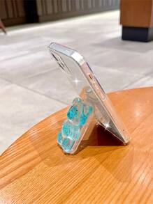 Ốp điện thoại họa tiết gấu sáng bóng - Xanh và trắng - Xem 4