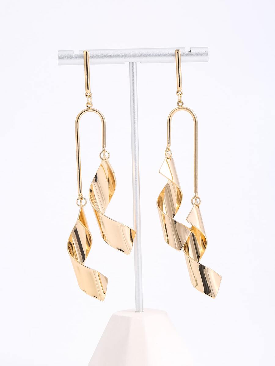 Pendientes largos geométricos - Amarillo Oro - Ver 1