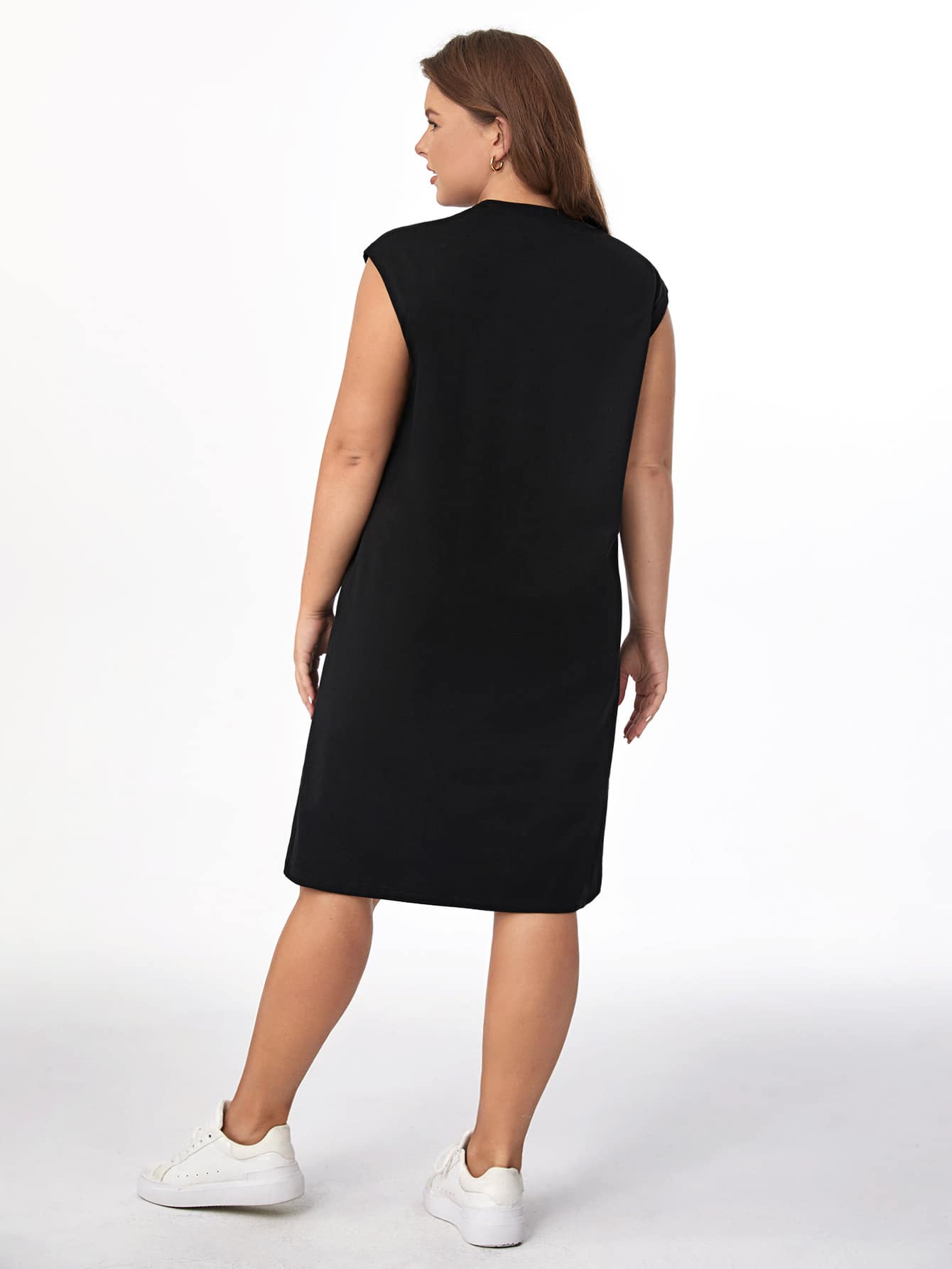 SHEIN BASICS Plus  Solid Tank Dress - Black - View 2