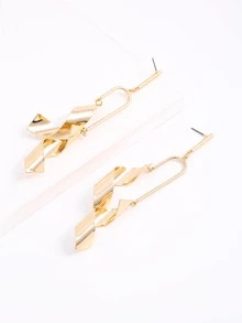 Pendientes largos geométricos - Amarillo Oro - Ver 4