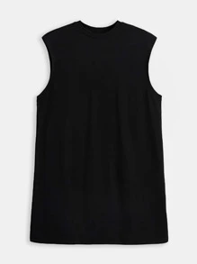 SHEIN BASICS Vestido De Tanque Sólido Plus - Negro - Ver 6