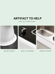 1roll PVC Sealing Strip, Minimalist White Sealant Tape For Bathroom, Kitchen - White - View 3