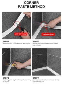 1roll PVC Sealing Strip, Minimalist White Sealant Tape For Bathroom, Kitchen - White - View 6