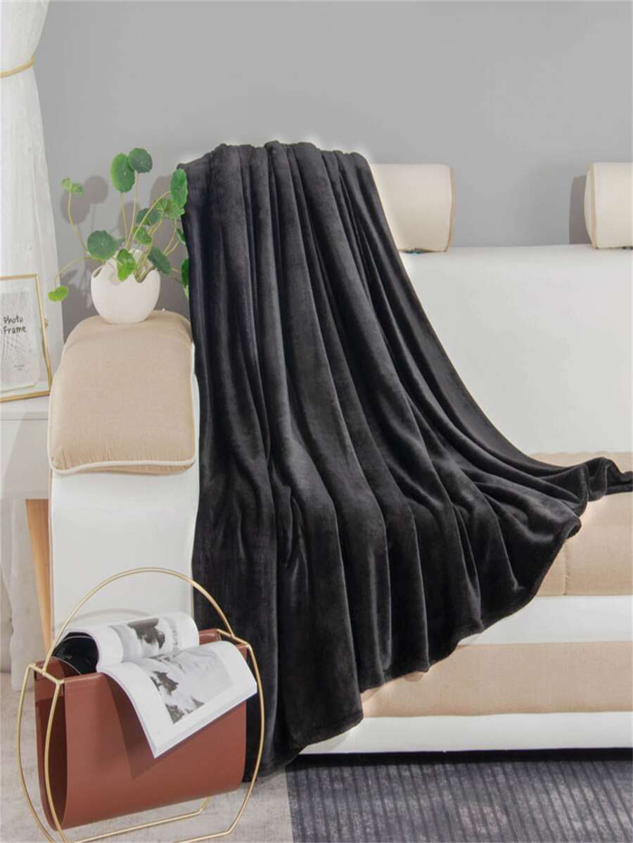 1 manta de unicolor, manta negra de tela Simple para cama, hogar - Multicolor - Ver 1