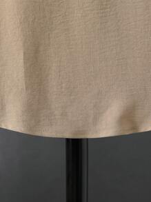 Boys Half Button Pocket Patched Shirt - Khaki - View 3