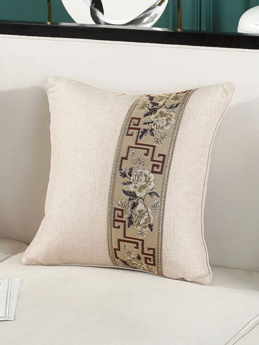 1pc Pillowcase/ Waist Cushion Cover (without Filling) - Beige - View 1