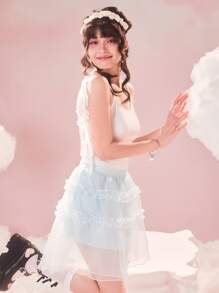 ROMWE Kawaii Top De Cami Sin Espalda Con Decoración De Alas Y Cordones