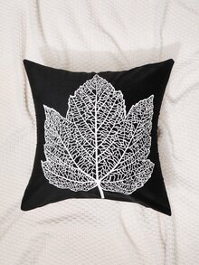 1入組葉子圖案夜光裝飾抱枕套客廳用現代布藝靠墊套家居裝飾 - 黑色 - 查看 4