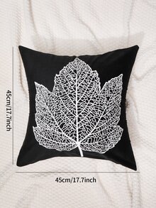 1入組葉子圖案夜光裝飾抱枕套客廳用現代布藝靠墊套家居裝飾 - 黑色 - 查看 5