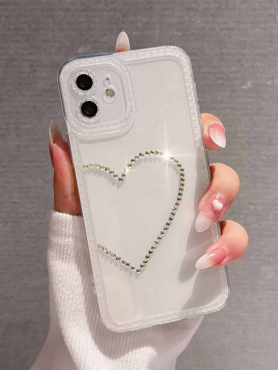 极简主义心形水钻镶嵌透明柔软手机壳适用于 iPhone 16 Pro Max/16/16 Pro/16 Plus/15/15 Pro Max/15 Pro/15 Plus/11/12/13/14 Pro Max/XS/XR/11 Pro/11 Pro Max/12 Pro/12 Pro Max/13 Pro/13 Pro Max/7 Plus/14 Pro/14 Pro Max/14 Plus/7 Plus/8 Plus/8/SE2