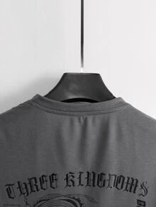 Manfinity EMRG Áo thun & Áo lót Nam Lá thư Giải trí - Màu xám đen - Xem 4