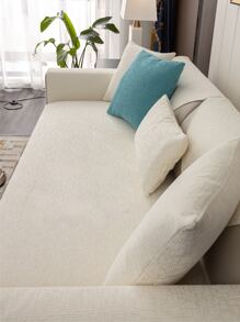 1入組素色沙發巾簡約素色滌綸家用毛巾套四季皆宜 - 米色 - 查看 4